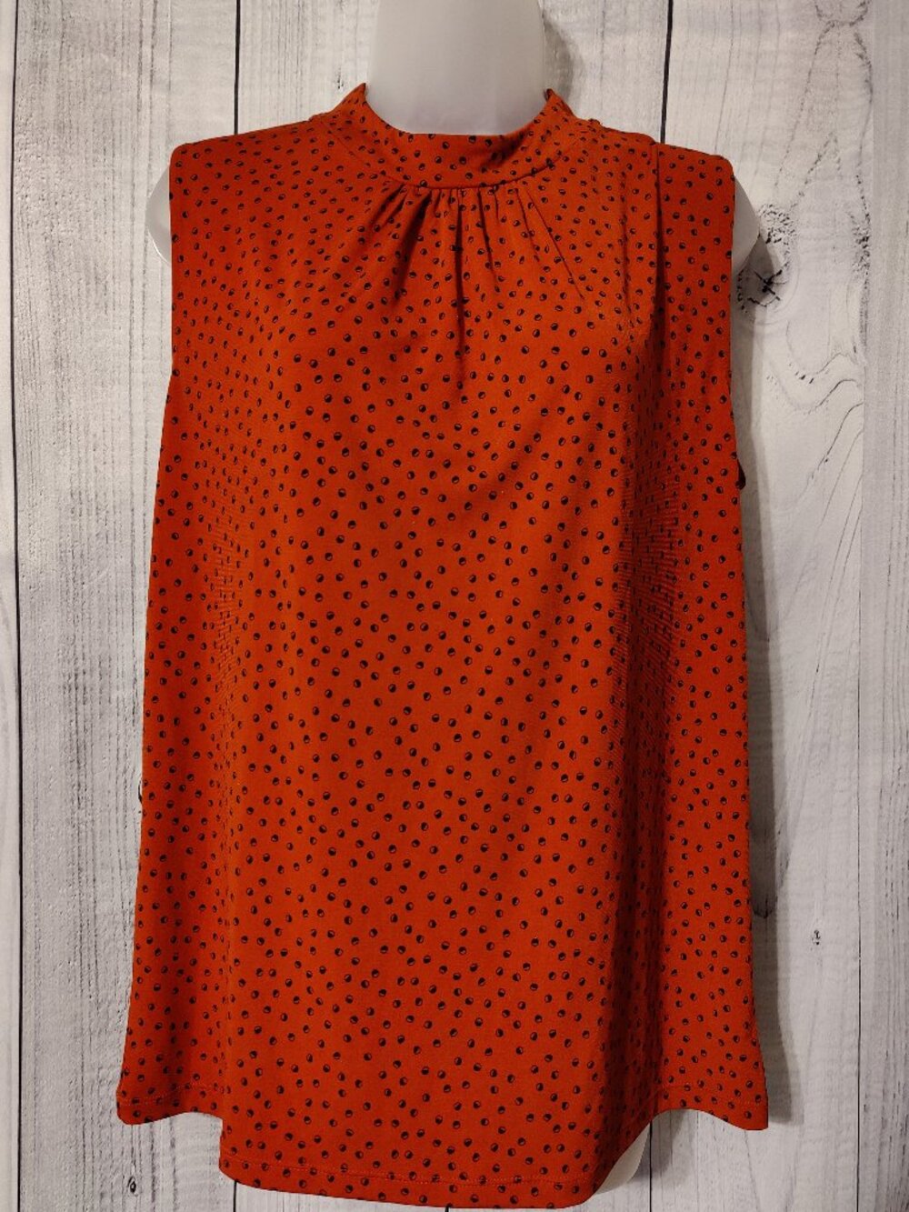 Banana Republic Orange Polka Dot Sleeveless Keyhole Top